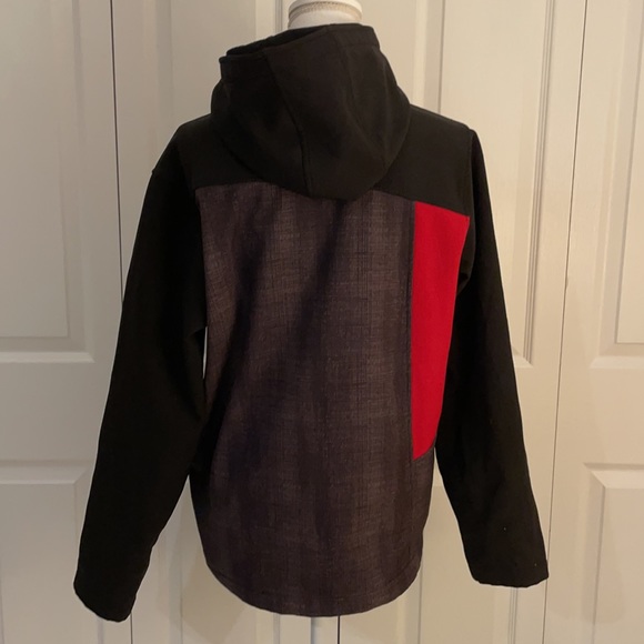 Vertical ‘9 SZ XL (18-20) Women’s Zip Front Lightweight Black/Red Hooded Jacket - Picture 4 of 14
